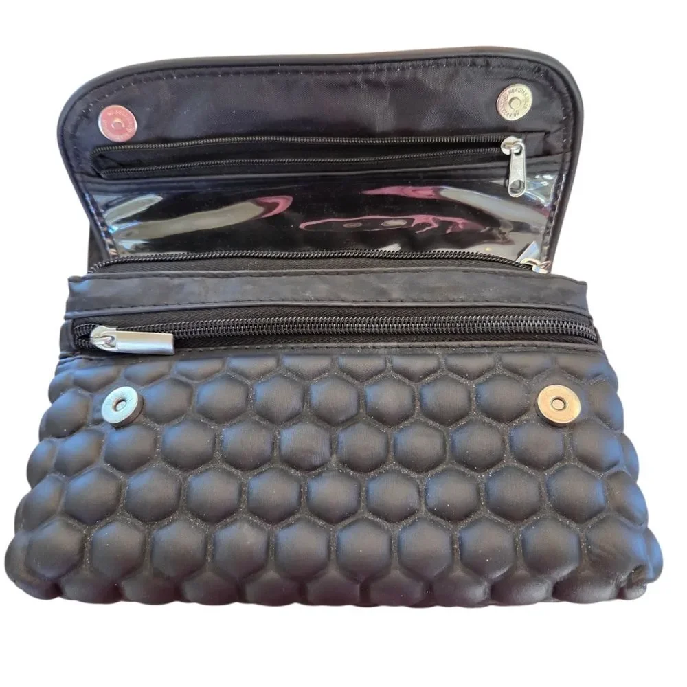 The Bump Bag Cosmetics Organizer Tri-fold Travel Clutch Black